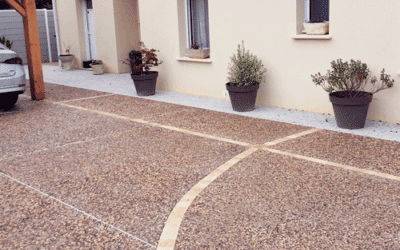 Buxerolles, chantier résidentiel béton désactivé et pavés coquilles d’huîtres