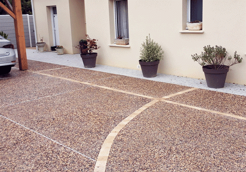 Buxerolles, chantier résidentiel béton désactivé et pavés coquilles d’huîtres