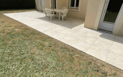 Saint-Benoît, aménagement terrasse grès cérame